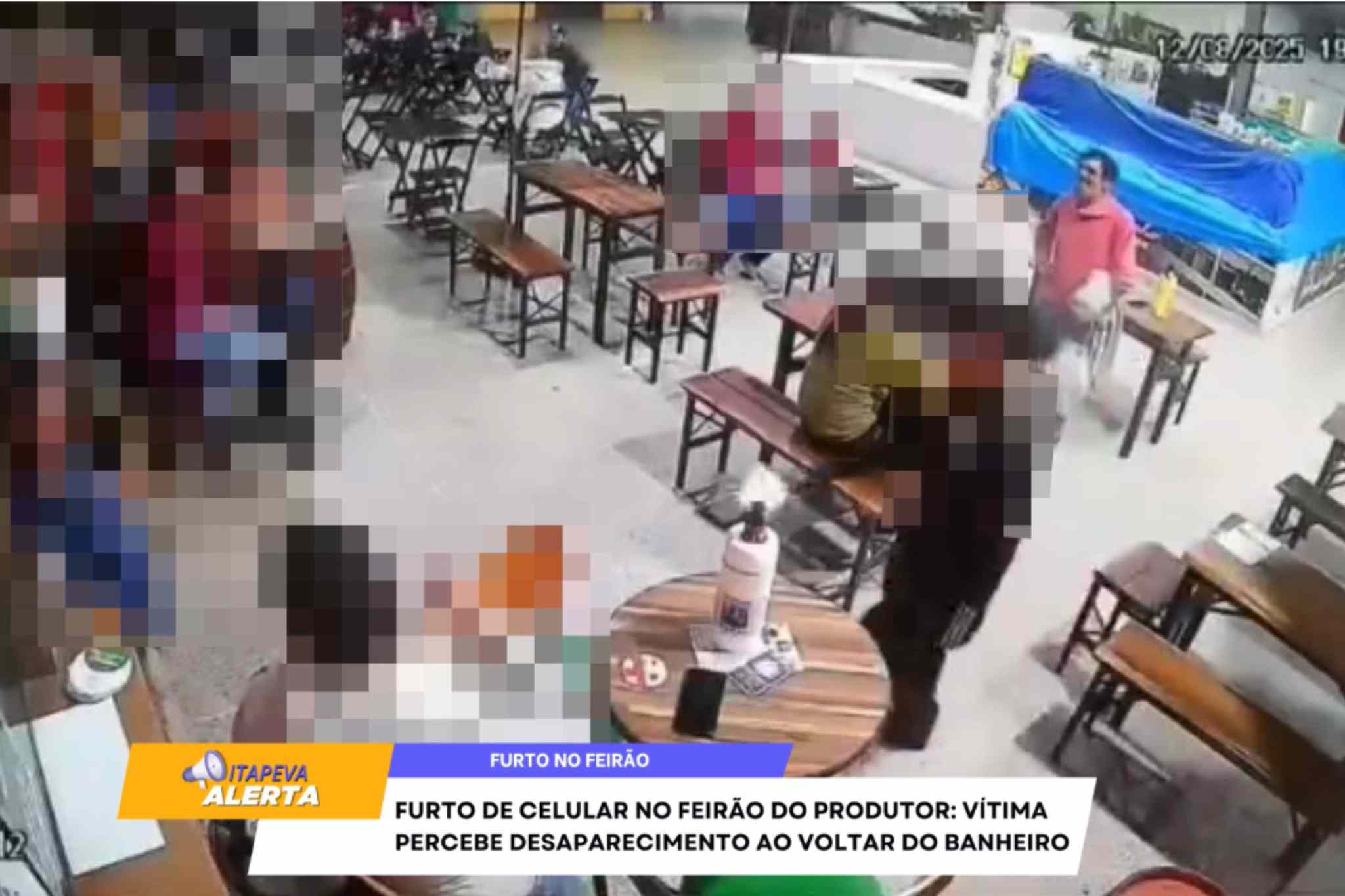 Furto de celular no Feirão do Produtor: vítima percebe desaparecimento ao voltar do banheiro