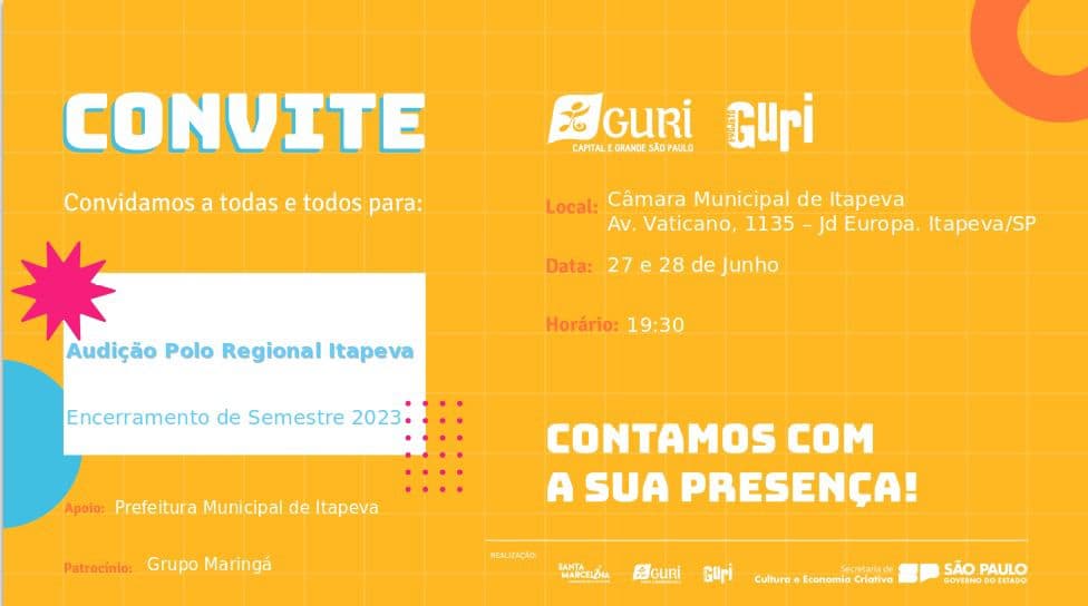 CONVITE Audição polo regional Itapeva, encerramento de semestre 2023
