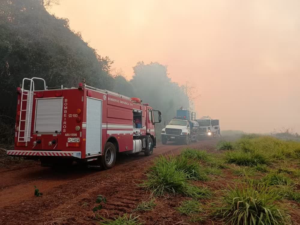 Bombeiros lutam para conter incêndio de grandes proporções entre Taquarituba e Coronel Macedo