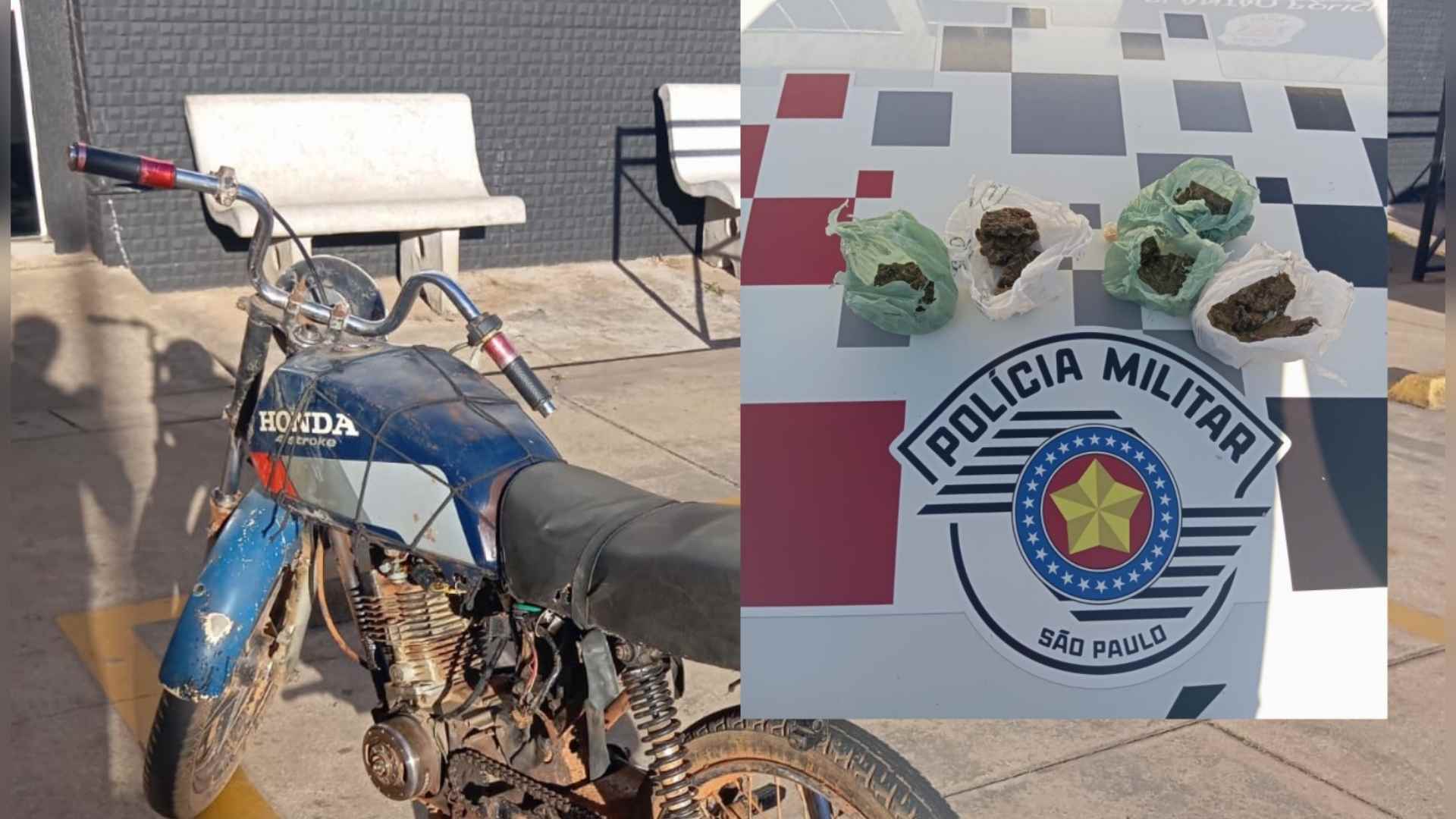 Polícia Militar apreende maconha e motocicleta adulterada em Taquarivaí