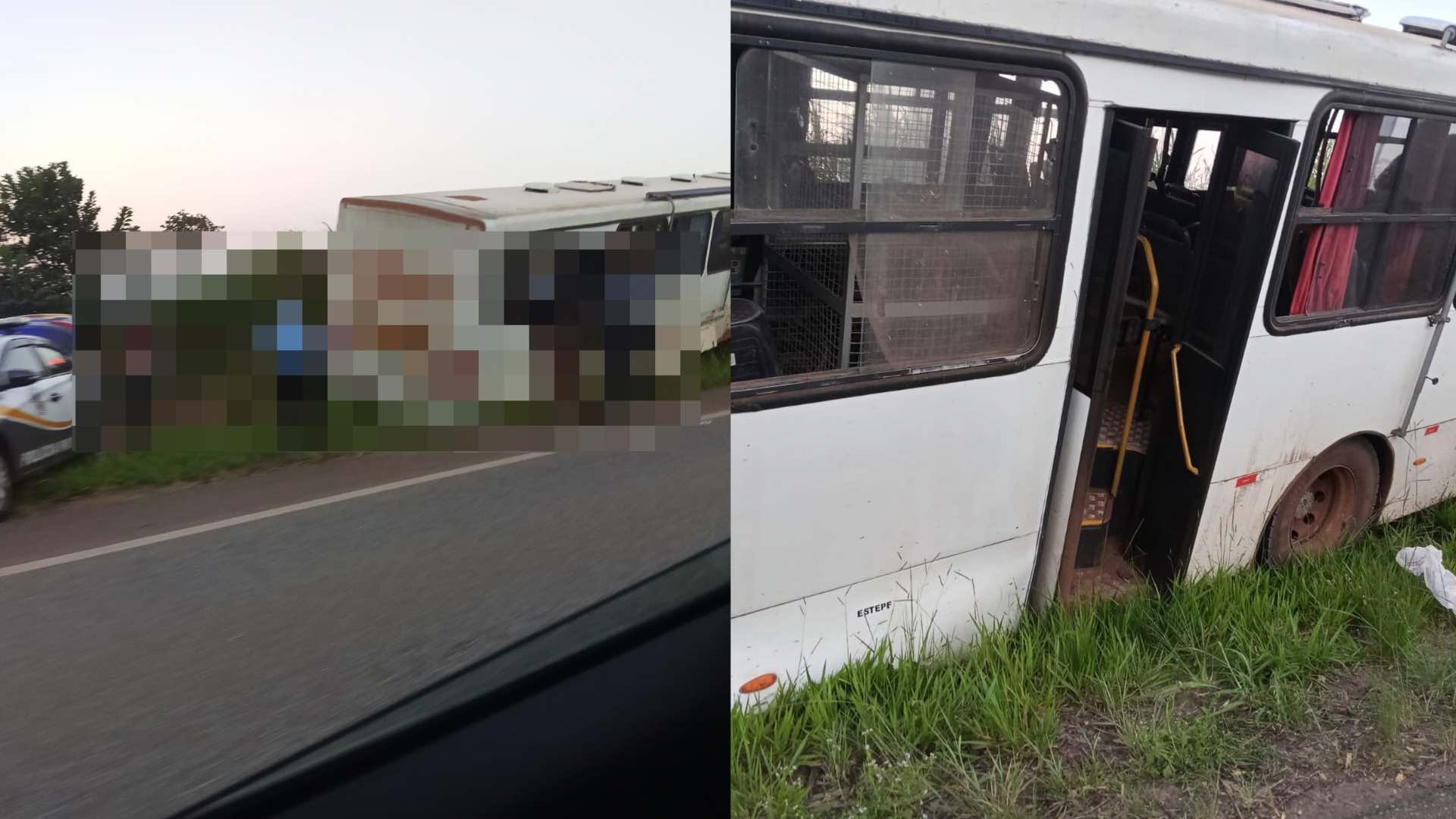 Ônibus com trabalhadores rurais colide contra barranco na SP-189, em Buri