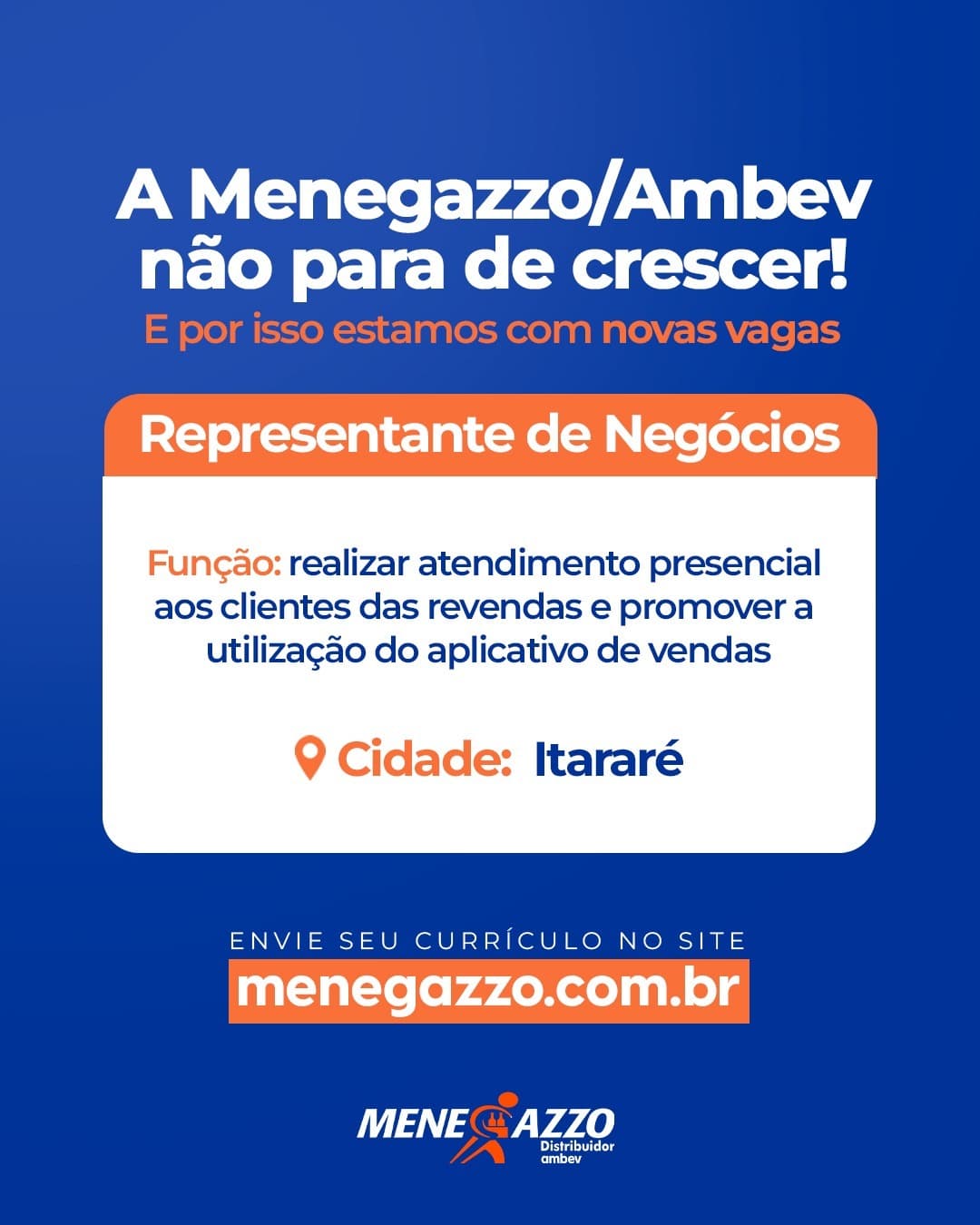OPORTUNIDADE DE EMPREGO PARA CIDADE DE ITARARÉ